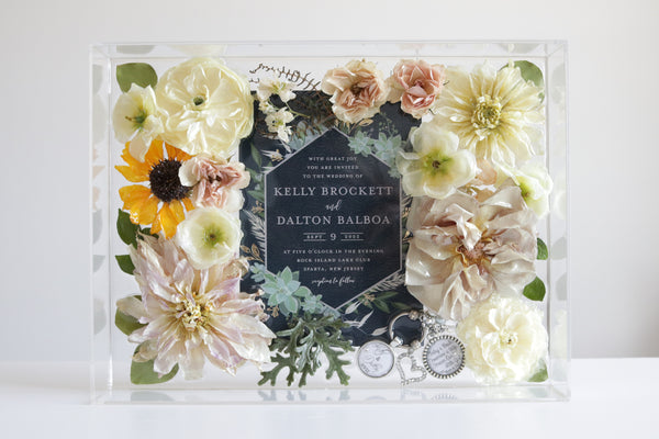 LOCAL PICKUP ONLY- Custom Floral Preservation Box 9x12 (With Wedding Invite)