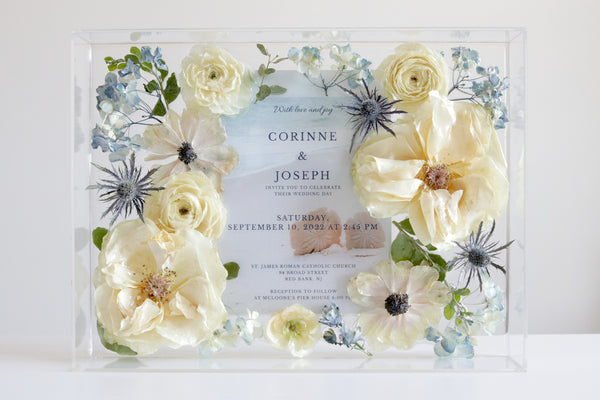 LOCAL PICKUP ONLY- Custom Floral Preservation Box 9x12 (With Wedding Invite)