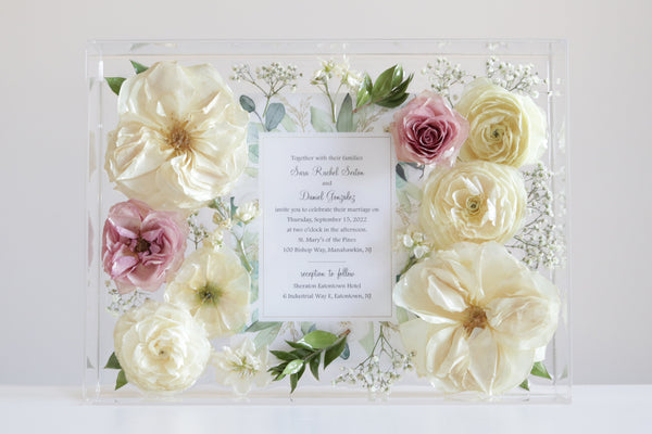 LOCAL PICKUP ONLY- Custom Floral Preservation Box 9x12 (With Wedding Invite)