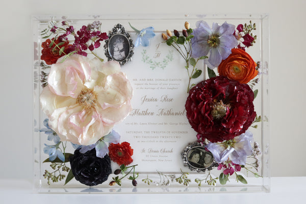 LOCAL PICKUP ONLY- Custom Floral Preservation Box 9x12 (With Wedding Invite)