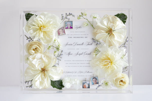 LOCAL PICKUP ONLY- Custom Floral Preservation Box 9x12 (With Wedding Invite)