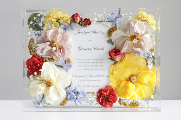 LOCAL PICKUP ONLY- Custom Floral Preservation Box 9x12 (With Wedding Invite)