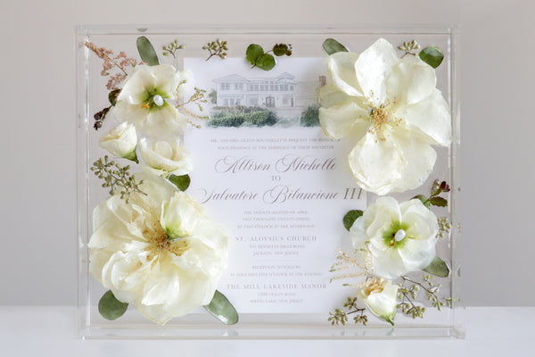 LOCAL PICKUP ONLY- Custom Floral Preservation Box 8x10 (With Wedding Invite)