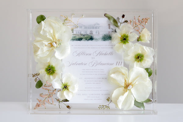 LOCAL PICKUP ONLY- Custom Floral Preservation Box 8x10 (With Wedding Invite)