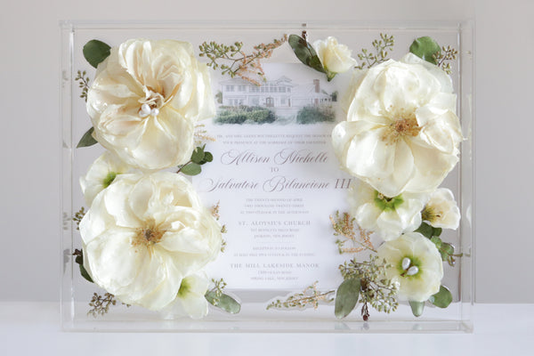 LOCAL PICKUP ONLY- Custom Floral Preservation Box 9x12 (With Wedding Invite)