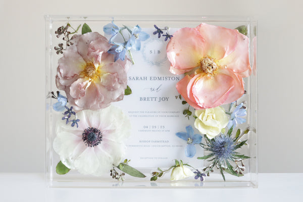 LOCAL PICKUP ONLY- Custom Floral Preservation Box 8x10 (With Wedding Invite)