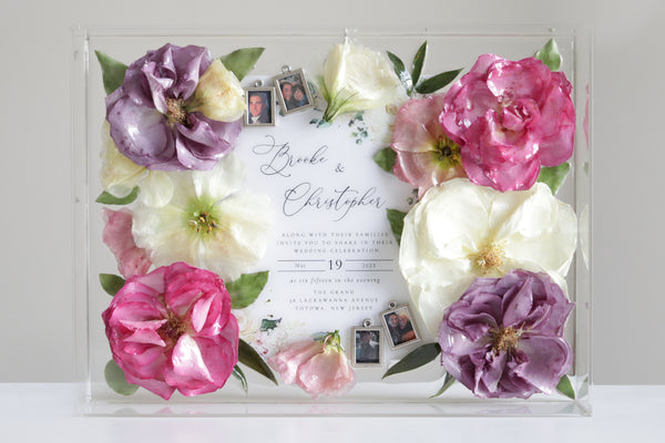 LOCAL PICKUP ONLY- Custom Floral Preservation Box 9x12 (With Wedding Invite)