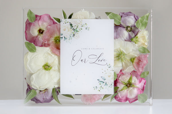 LOCAL PICKUP ONLY- Custom Floral Preservation Box 9x12 (With Wedding Invite)