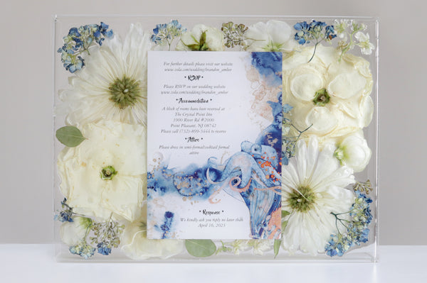 LOCAL PICKUP ONLY- Custom Floral Preservation Box 9x12 (With Wedding Invite)