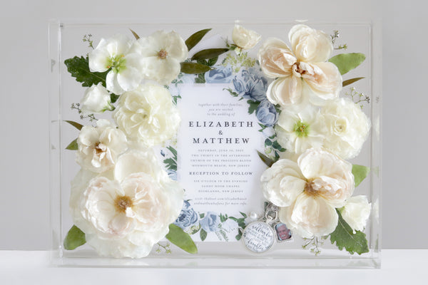 LOCAL PICKUP ONLY- Custom Floral Preservation Box 9x12 (With Wedding Invite)