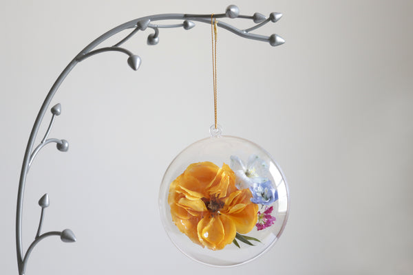 LOCAL PICKUP ONLY- Custom Floral Preservation Ornament, 4 Inches