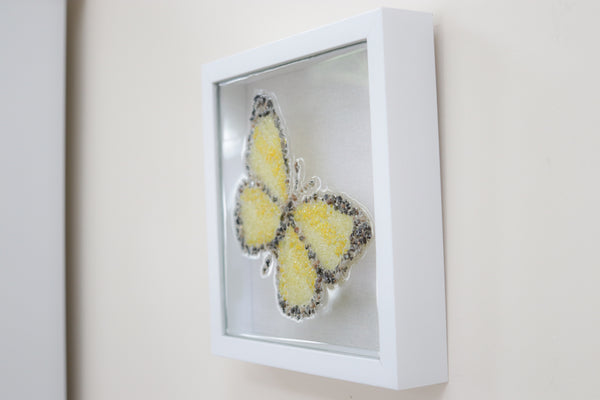 Yellow Butterfly Glass Resin Art, 10x10