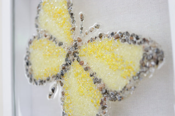 Yellow Butterfly Glass Resin Art, 10x10