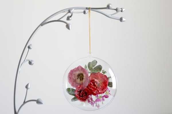 LOCAL PICKUP ONLY- Custom Floral Preservation Ornament, 4 Inches