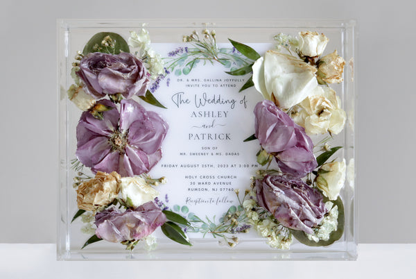 LOCAL PICKUP ONLY- Custom Floral Preservation Box 8x10 (With Wedding Invite)