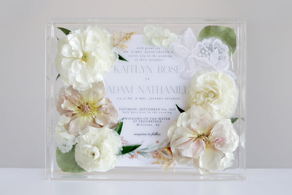 LOCAL PICKUP ONLY- Custom Floral Preservation Box 8x10 (With Wedding Invite)