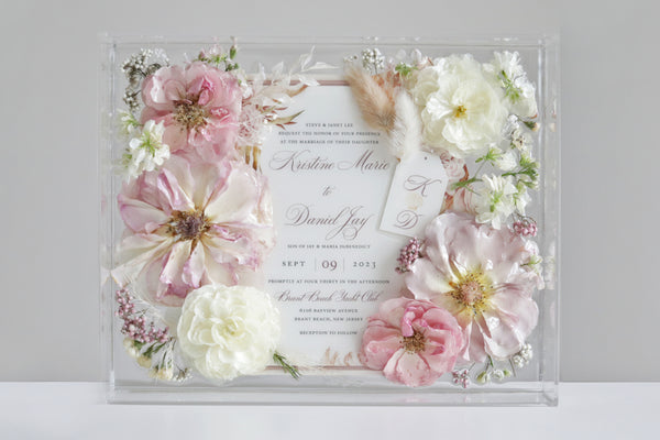 LOCAL PICKUP ONLY- Custom Floral Preservation Box 8x10 (With Wedding Invite)