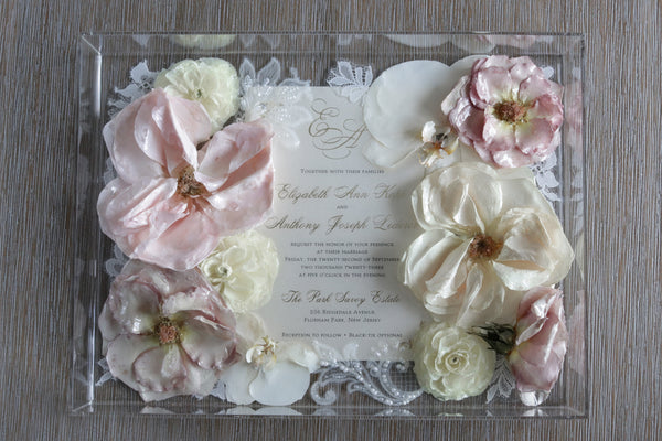 LOCAL PICKUP ONLY- Custom Floral Preservation Box 9x12 (With Wedding Invite)