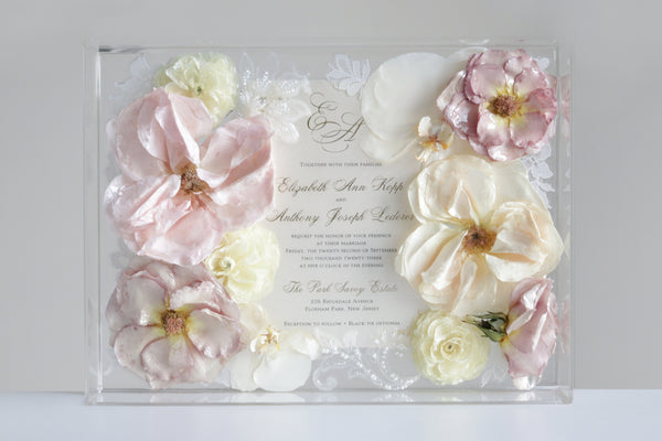 LOCAL PICKUP ONLY- Custom Floral Preservation Box 9x12 (With Wedding Invite)
