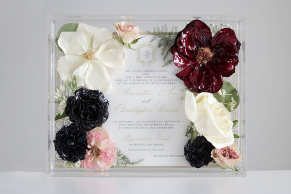 LOCAL PICKUP ONLY- Custom Floral Preservation Box 8x10 (With Wedding Invite)