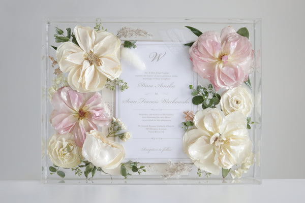 LOCAL PICKUP ONLY- Custom Floral Preservation Box 9x12 (With Wedding Invite)