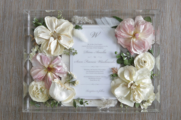 LOCAL PICKUP ONLY- Custom Floral Preservation Box 9x12 (With Wedding Invite)