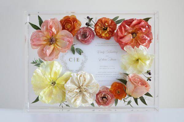 LOCAL PICKUP ONLY- Custom Floral Preservation Box 9x12 (With Wedding Invite)