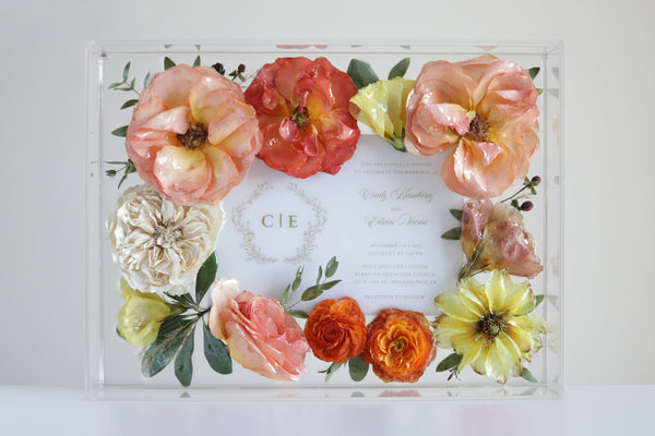 LOCAL PICKUP ONLY- Custom Floral Preservation Box 9x12 (With Wedding Invite)