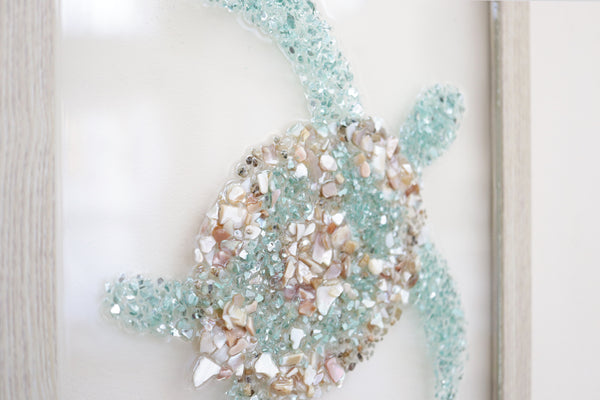Turtle Sea Glass Resin Art, 15.5x12.5
