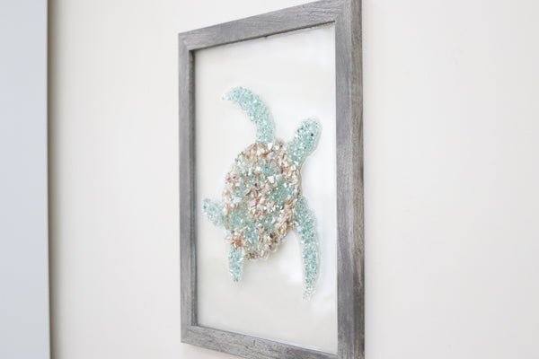 Turtle Sea Glass Resin Art, 15.5x12.5