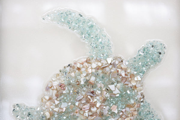 Turtle Sea Glass Resin Art, 15.5x12.5