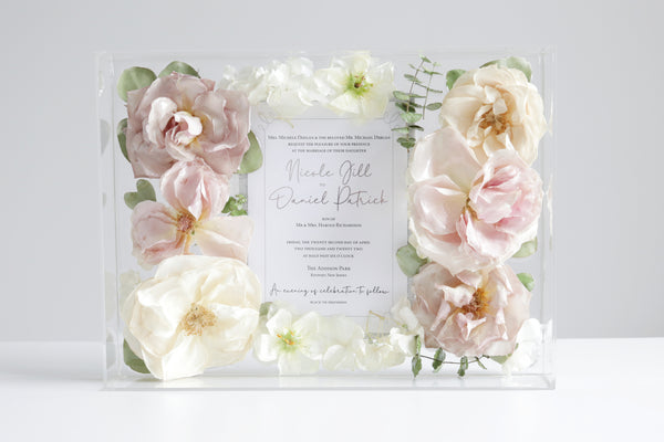 LOCAL PICKUP ONLY- Custom Floral Preservation Box 9x12 (With Wedding Invite)