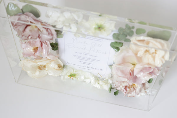 LOCAL PICKUP ONLY- Custom Floral Preservation Box 9x12 (With Wedding Invite)