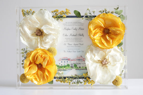 LOCAL PICKUP ONLY- Custom Floral Preservation Box 9x12 (With Wedding Invite)