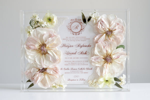 LOCAL PICKUP ONLY- Custom Floral Preservation Box 9x12 (With Wedding Invite)