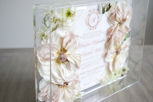 LOCAL PICKUP ONLY- Custom Floral Preservation Box 9x12 (With Wedding Invite)