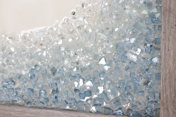 Blue Wave Sea Glass Resin Art, 12.5x15.5