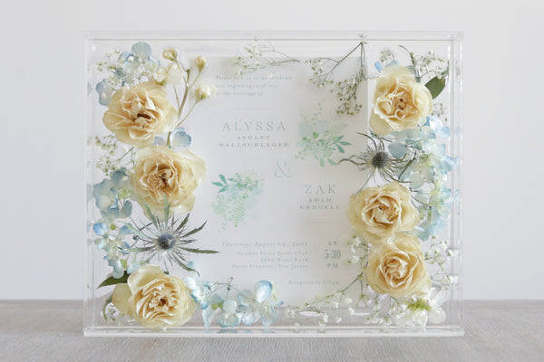 LOCAL PICKUP ONLY- Custom Floral Preservation Box 8x10 (With Wedding Invite)