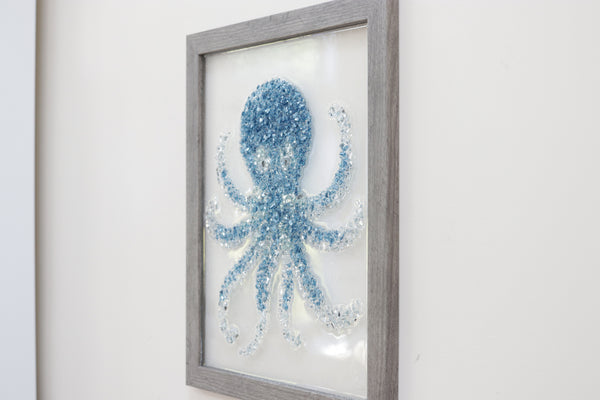 Octopus Sea Glass Resin Art, 15.5x12.5