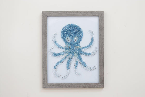 Octopus Sea Glass Resin Art, 15.5x12.5