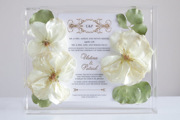 LOCAL PICKUP ONLY- Custom Floral Preservation Box 8x10 (With Wedding Invite)