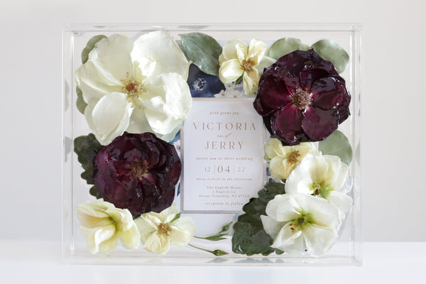 LOCAL PICKUP ONLY- Custom Floral Preservation Box 8x10 (With Wedding Invite)