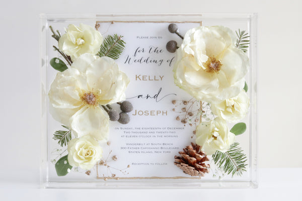 LOCAL PICKUP ONLY- Custom Floral Preservation Box 8x10 (With Wedding Invite)