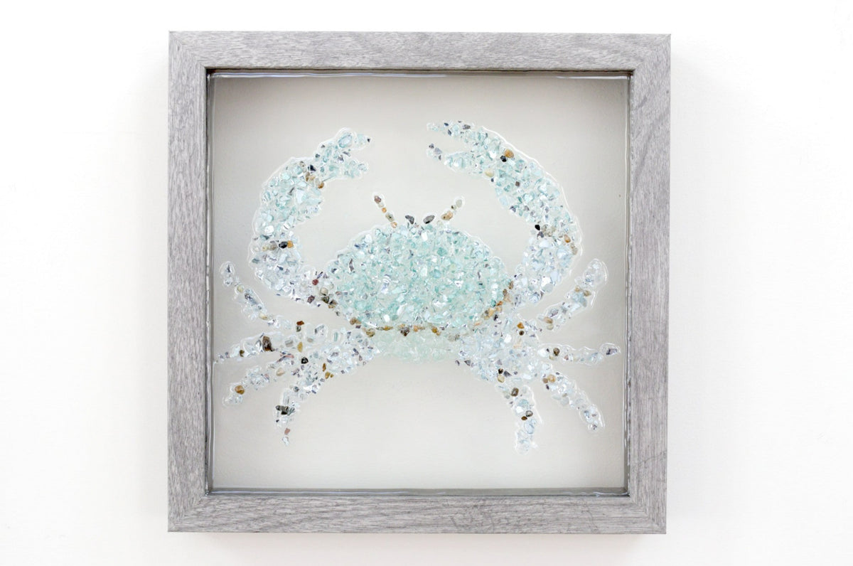 宝物♡Sea glass art Crab Sea Glass Resin Art, 10x10 – Treasured Gifts NJ, LLC