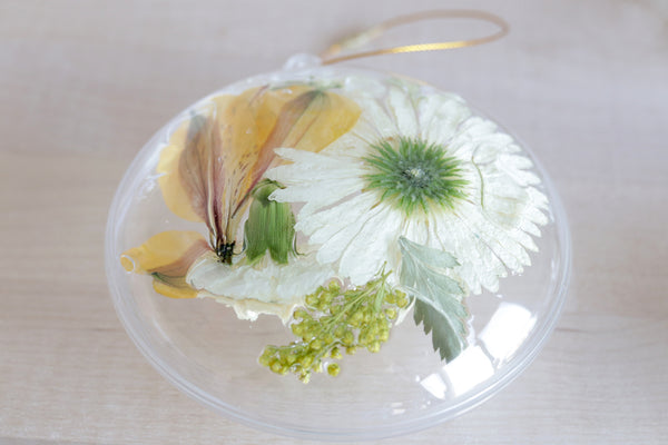 LOCAL PICKUP ONLY- Custom Floral Preservation Ornament, 4 Inches