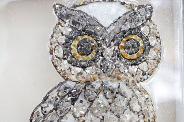 Owl Glass Resin Art, 10x10
