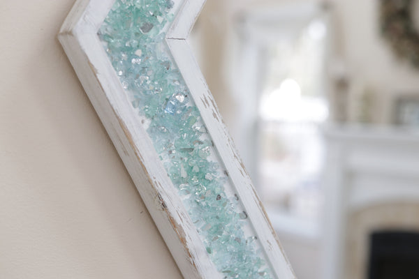 Large Sea Glass Coastal Farmhouse Mirror, 24x21