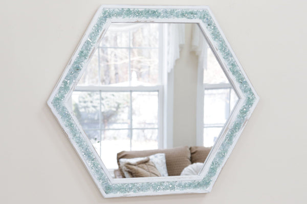 Large Sea Glass Coastal Farmhouse Mirror, 24x21