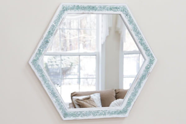 Large Sea Glass Coastal Farmhouse Mirror, 24x21