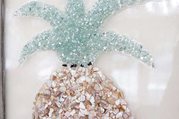 Large Pineapple Sea Glass Resin Art, 22x18